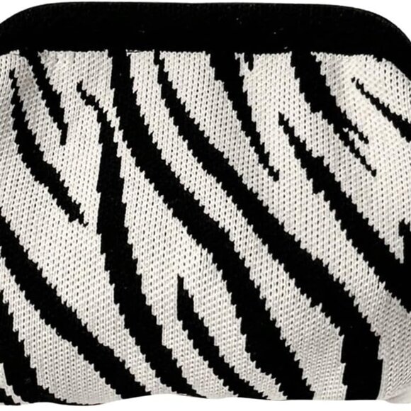 Stylish Zebra Stripe Clutch Handbag - Dumpling Design for Every Occasion - Picture 1 of 7